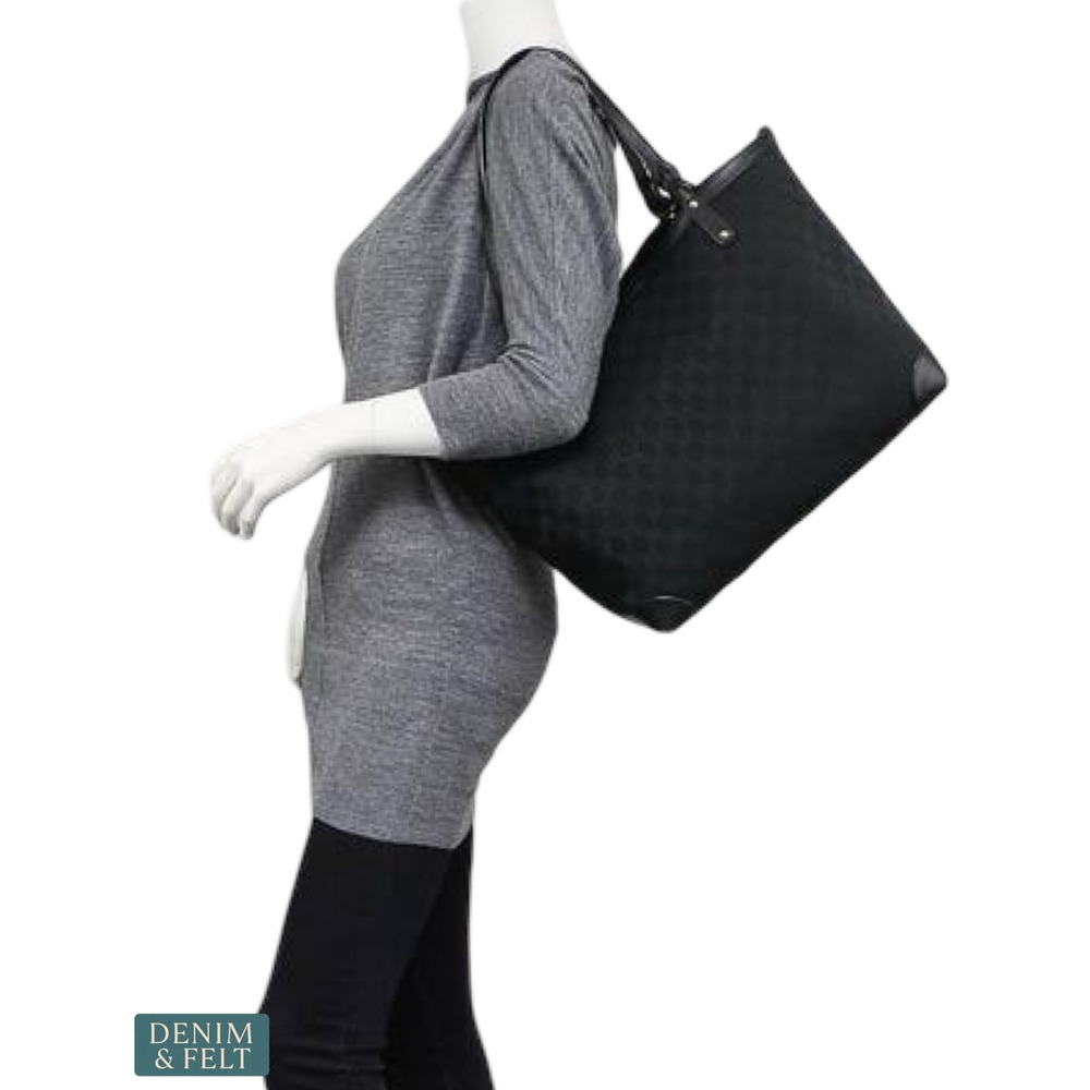 Gucci Monogram Medium Craft Tote Black GG Canvas Leather Shoulder Bag 247209 - Picture 14 of 16